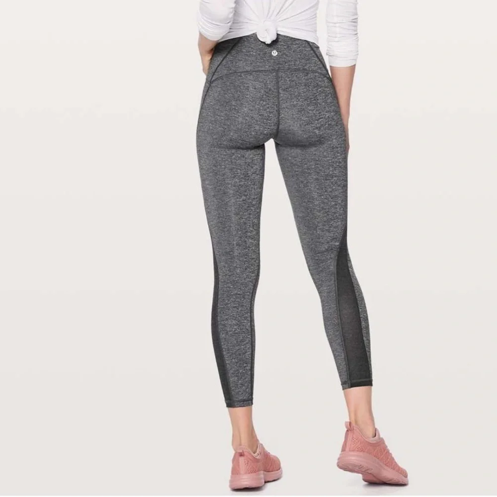 Lululemon Train Times 7/8 legging Heathered Black Gray Size 8 Workout Gym